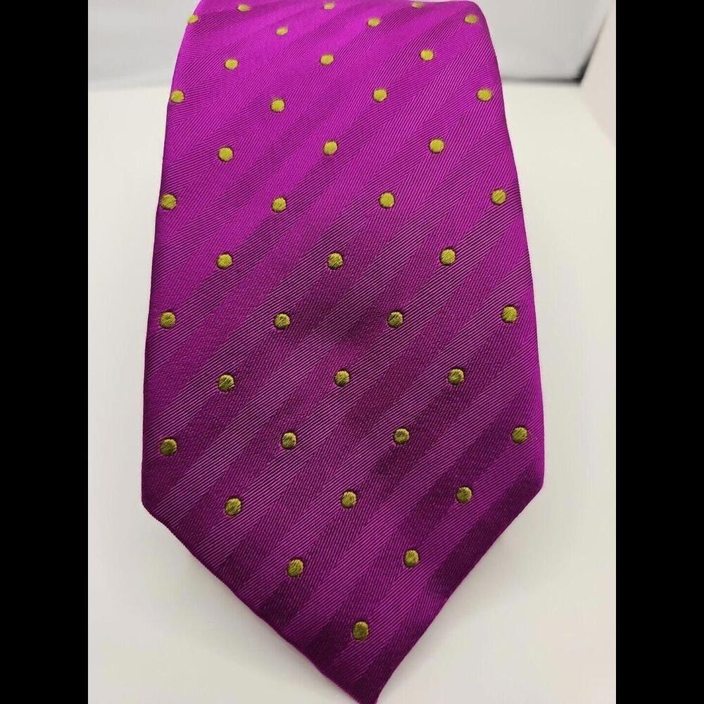 CHARLES TYRWHITT Men’s Purple Green Polka Dot Silk Necktie ENGLAND W3 L59